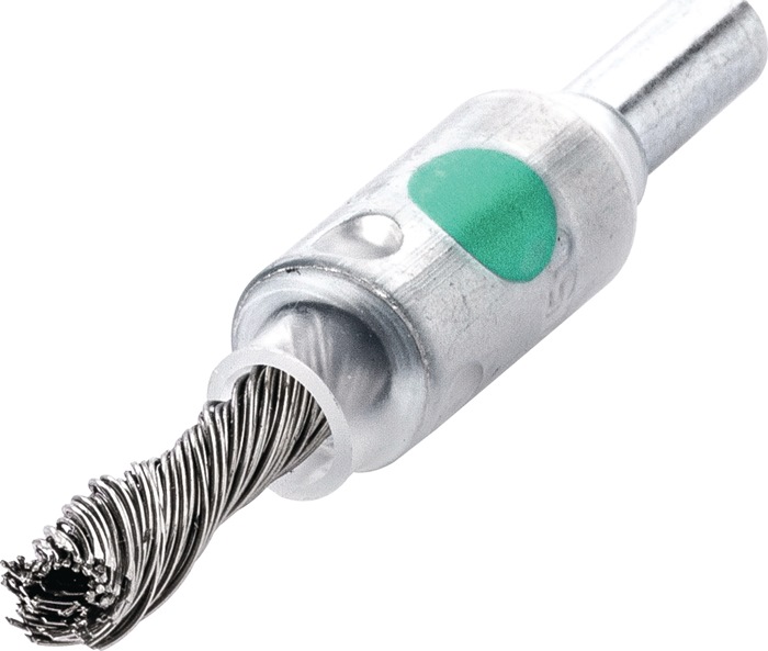 Pinselbürste D.10mm Schaft 6mm Drahtstärke 0,35mm VA 4500min-¹ LESSMANN