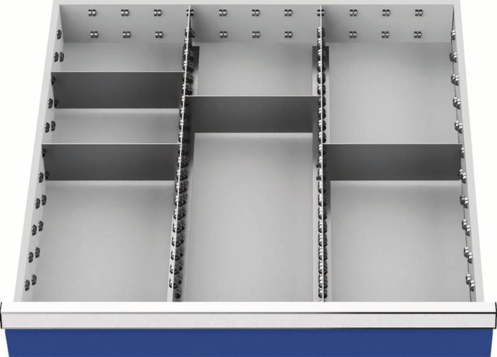 Schubladenunterteilungsmaterial Front-H.100-125mm 2 Längs-/4 Querteiler