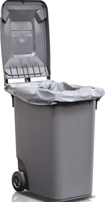 Kunststoffsack 120l LD-PE grau 100 µm B500/450xL1250mm 100St./Karton