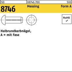 Halbrundkerbnagel ISO 8746 Fase 2x 6 Messing 1000 Stück