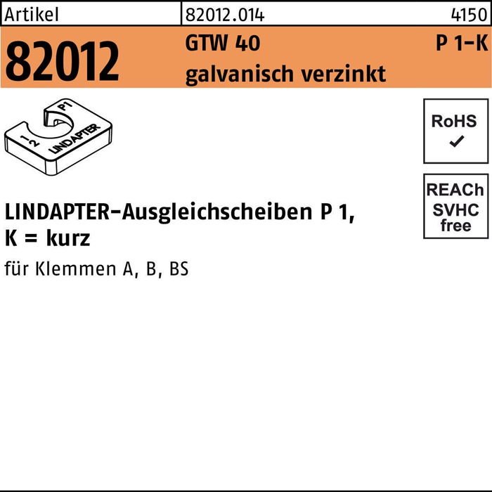 Ausgleichscheibe R 82012 GTW 40 P1 M20/10,0 galv.verz. 1St. LINDAPTER