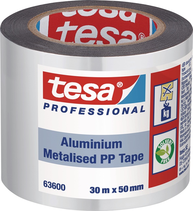 Aluminiumklebeband 63600 o.Liner L.30m B.50mm TESA