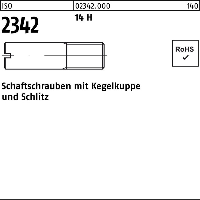 Schaftschraube ISO 2342 Kegelkuppe/Schlitz M3x 12 14 H 100 Stück