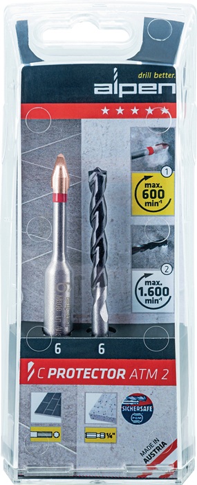 Feinsteinzeugfliesenbohrerset C PROTECTOR D.10mm 2 St./Set ALPEN